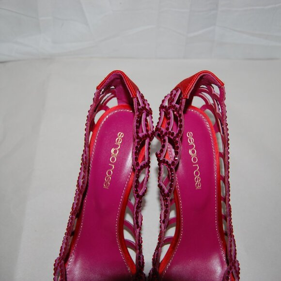 Sergio Rossi Pink Open-Toe Heels - Picture 4 of 15
